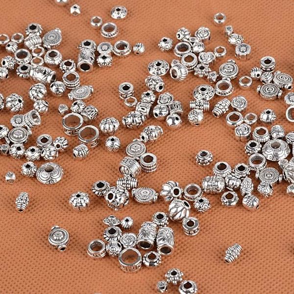 100g Antik Tibetanska Runda Silver Spacer Pärlor Metall Spacer Pärlor