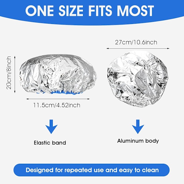 3 st djupa konditioneringsmössor i aluminiumfolie, duschmössor för hårbehandling, återanvändbara hårmössor