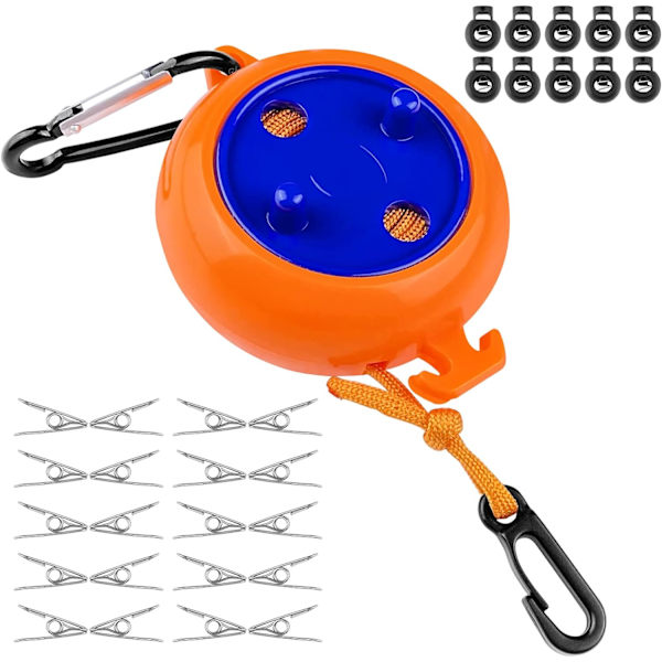 8M Retractable Clothesline with 10 Fixed Loops and 20 Windproof C