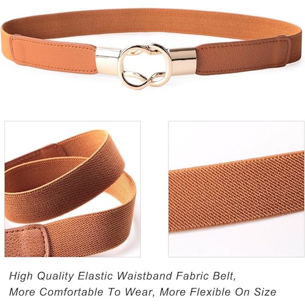 2-pack dam retro elastiskt stretchigt metallspänne smalt midjebälte retro bälte