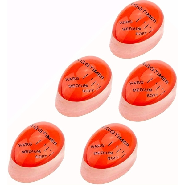 5-pack äggtimer, värmekänslig, hård, medium, mjukkokt, färgförändrande, återanvändbar