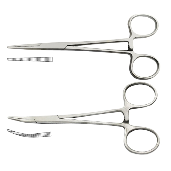 2-delt sett med buede og rette 7\" hemostat - rustfritt stål Locki
