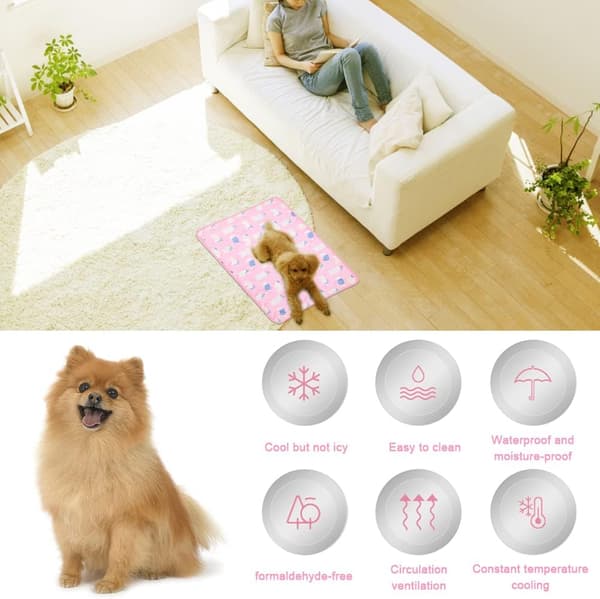 55x70cm-Køleunderlag til hunde, lyserød køleunderlag til katte, køleunderlag til kæledyr, køleunderlag til hundehvalpe