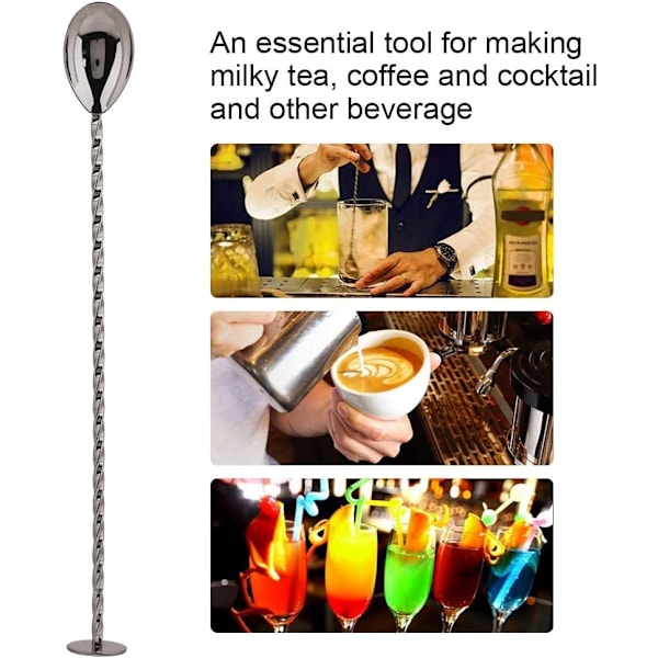 Rund håndtag cocktail ske drikke kaffe bartender værktøj rustfrit stål lang