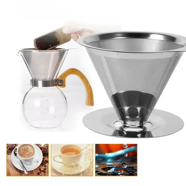 Kaffe filter kop 300 mesh, rustfrit stål mesh filter kop (L)