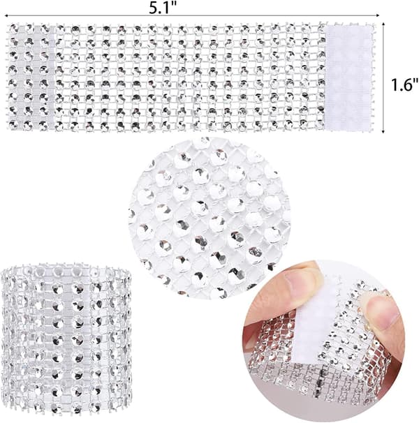 Silver 100 st Rhinestone Servettringar - Silver Rhinestone Servett