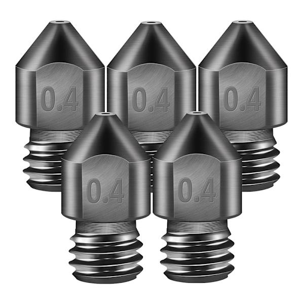 5 stk. Hærdet stål dyse 0,4 mm/ 1,75 mm 3D-printer MK8 dyse