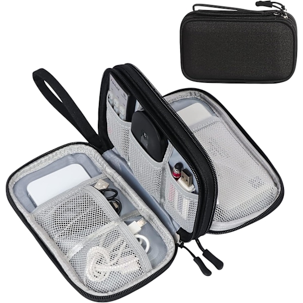 Electronics Accessories Organiser Bag - black, Double-Layer Travel Cable Organiser Bag Pouch Portabl