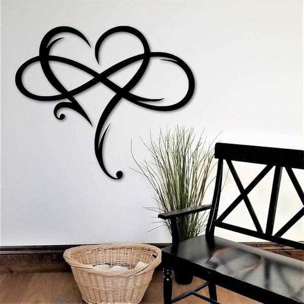 55*46CM Ikuinen sydän seinäkoriste Metalli seinätaide, Rauta taide Decora