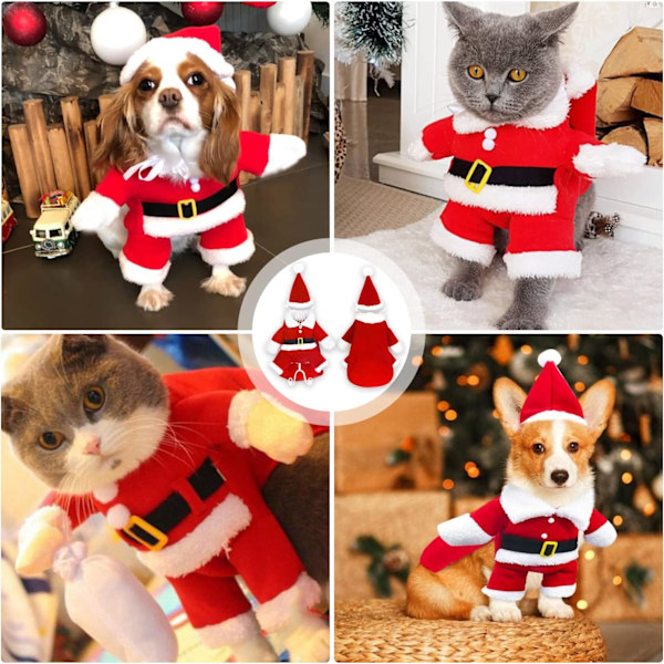 Jul husdjurskläder söta tomtekläder för hund jul husdjurskläder med tomteluva