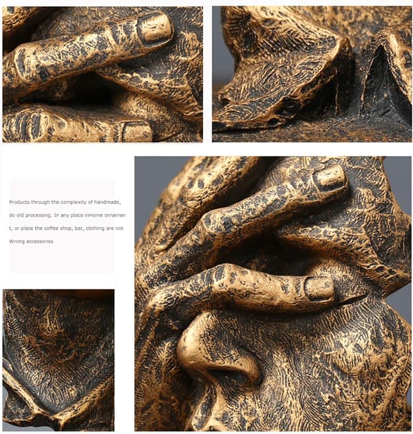 Tenkerstatue, Moderne statue Stillhet er gull, Bronse skulptur D