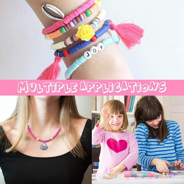 Perler til armbånd, håndlagde flate perler av polymerleire, Heishi-perler, bokstavperler, til øredobber