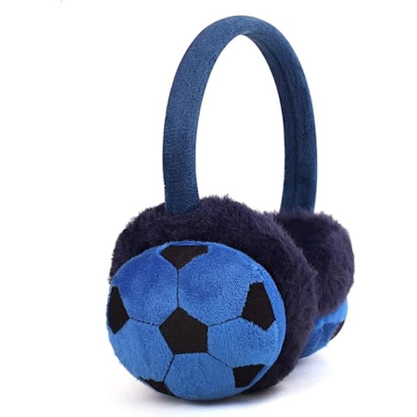 Paksu ja lämmin lasten korvanlämmittimet - sininen, kolmiulotteinen jalkapallo MM-kisat, korvanlämmittimet kylmille pojille C