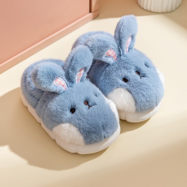 Winter Warm Furry Bunny slippers 160(blå), kaninsko for barn