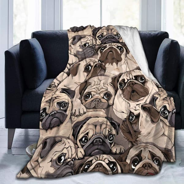 130x150 Ternet Fleece Tæppe til Sofa Brun Hund Sofa Kast, Prin