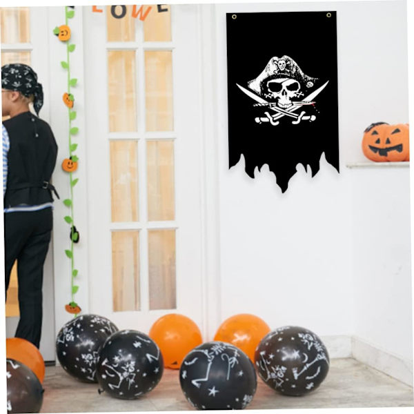 Död Mans Piratflagga Bröstkorg Skalle Ben Läskig Trasig Halloween