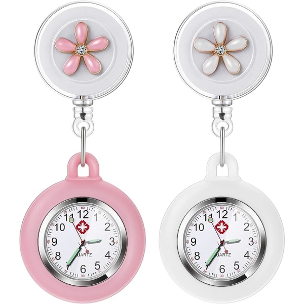 Sykepleier Brosje Ur, 2PCS Dame Hengeklokke, Quartz Lommeur