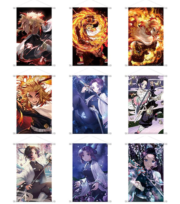 (60x40cm, Butterfly Ninja NO.1+NO.2+NO.3+NO.4) Anime Demon Scroll