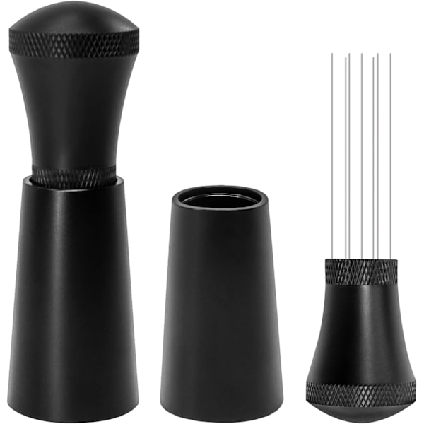 7 nålar 0,4 mm espressokaffeomrörare med hållare, aluminium allt