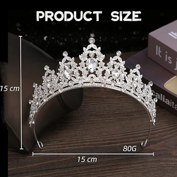 Krystallkroner for voksne Rhinestone Bryllups Tiara for kvinner prinsessekroner for jente A
