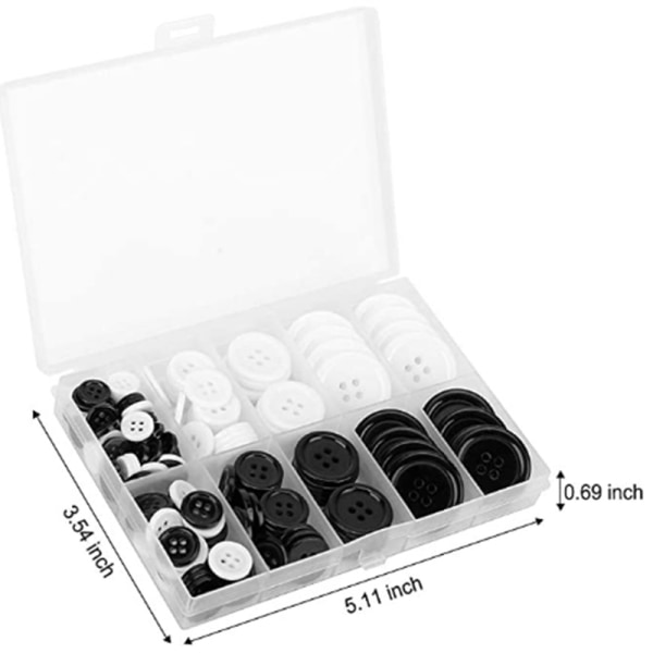 160 st svarta och vita flatback-knappar för hantverk och sömnadstillbehör, 4