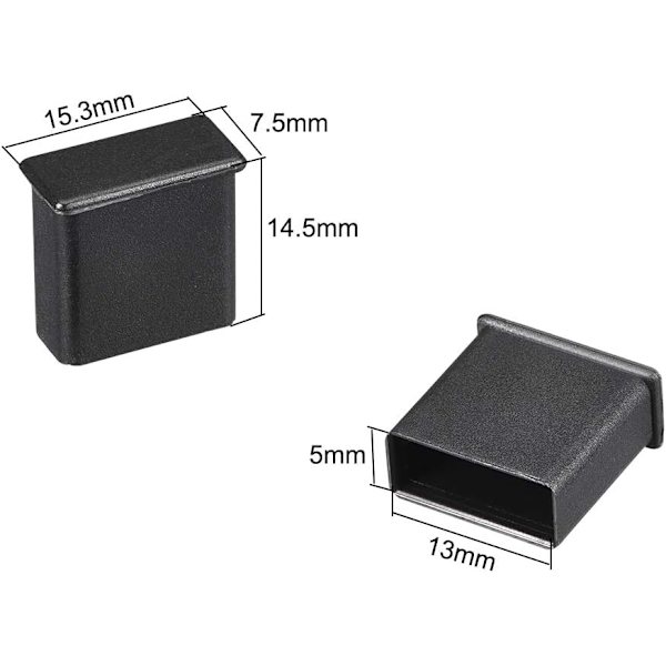 10 st Silikon USB-port dammskydd 13 mm x 5 mm för USB 2.0 Svart