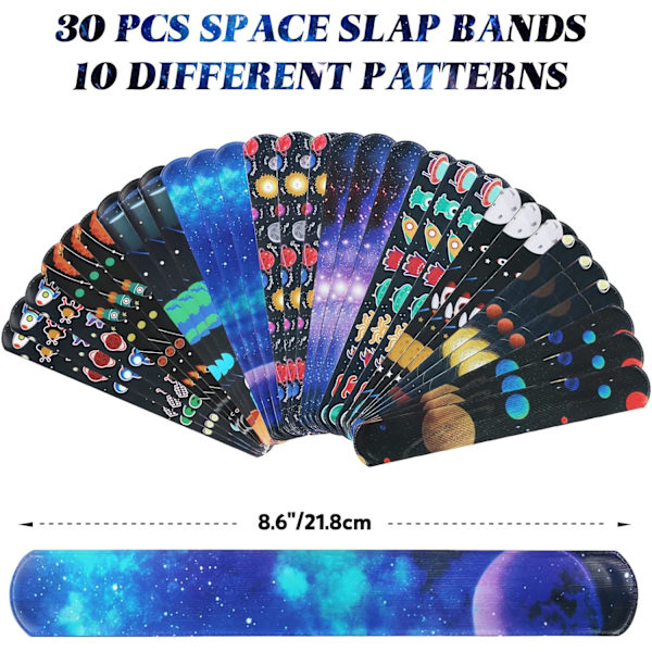 30 stycken Slap Slap Armband Rymden Små Födelsedagspresenter för Flickor Pojkar Astronaut Födelsedagspresent Barnens Slap Armband N