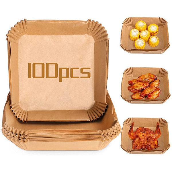 Engångsluftfritöspappersfoder: 100 st 6,3 tum fyrkantiga foder för Air Fr