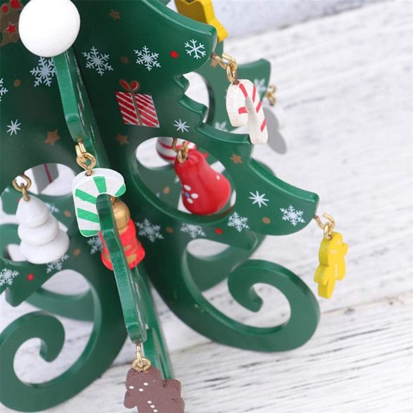 19*14*1cm Liten Grønn Kunstig Juletre Borddekorasjon med Mini Julepynt for Juledekor