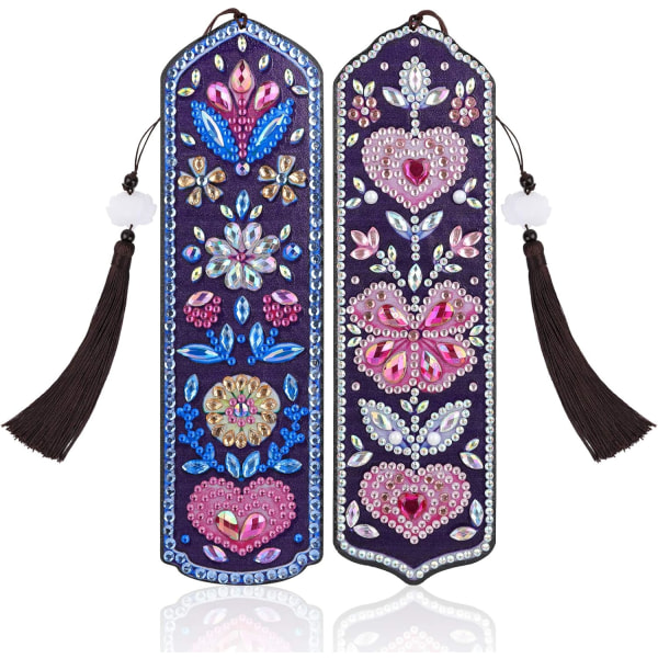 (2 Pak) Diamantbroderi Bogmærke Kit med Læder Tassel, 5D