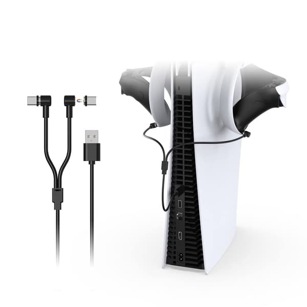 Laddningskabel för PS5, Typ C Snabbladdningskabel för PS5 VR2 för Switch Controller (Svart, 1)