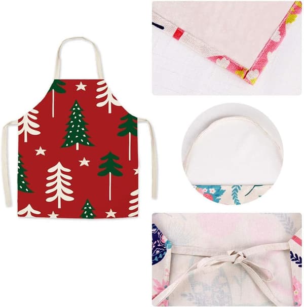 Julförkläde för barn, 2-pack röda julförkläden, tomteförkläde, julköksförkläde, tryckt jul C