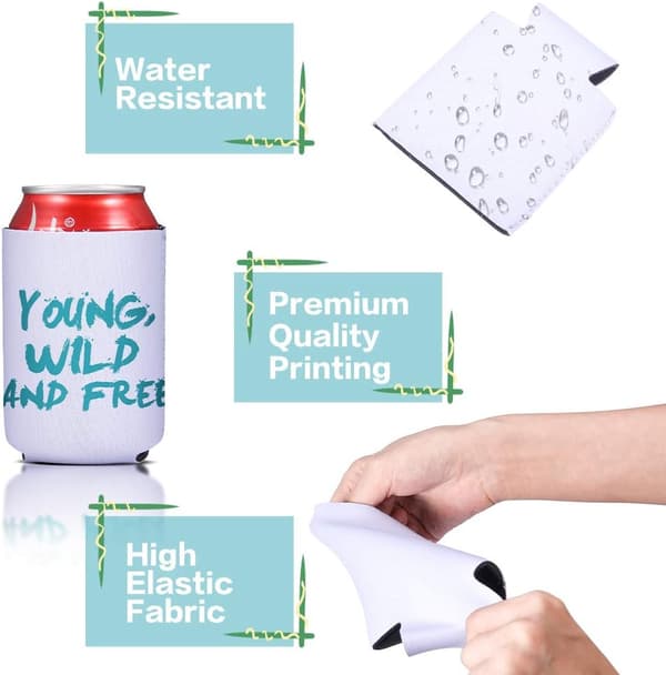 10 x 6 cm, Vit, 12-pack Neoprenburkar Perfekt för DIY