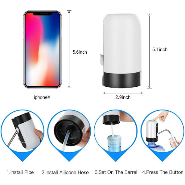 Pullovesipumppu, USB-lataus Juomavesipumppu Kannettava