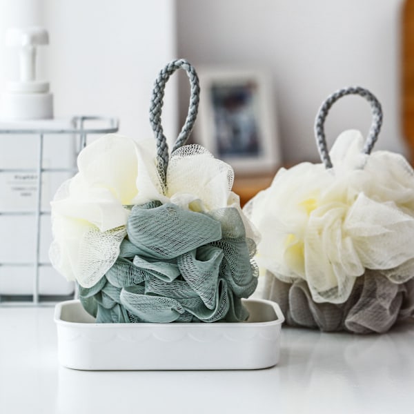 Abrikos Ris-Badebolde Queen Size Badeværelse Blød VASK Gud Forsyninger Glitrende Badeblomst Net Tofarvet Splejsning