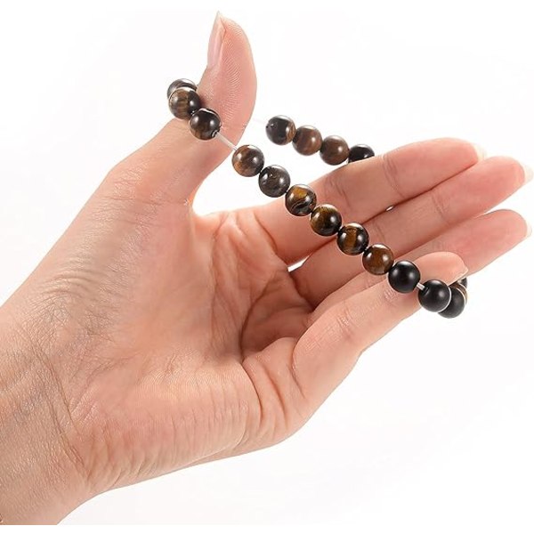 Frostet vulkansk stein Grønn tigersøye 3 stykker 8mm perlekjede armbånd for menn kvinner Naturlig stein armbånd Mala Agat Yoga J