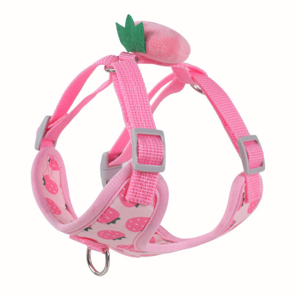 (Storlek L) 1 st rosa jordgubbs hundsele koppel set, allväders reflekterande