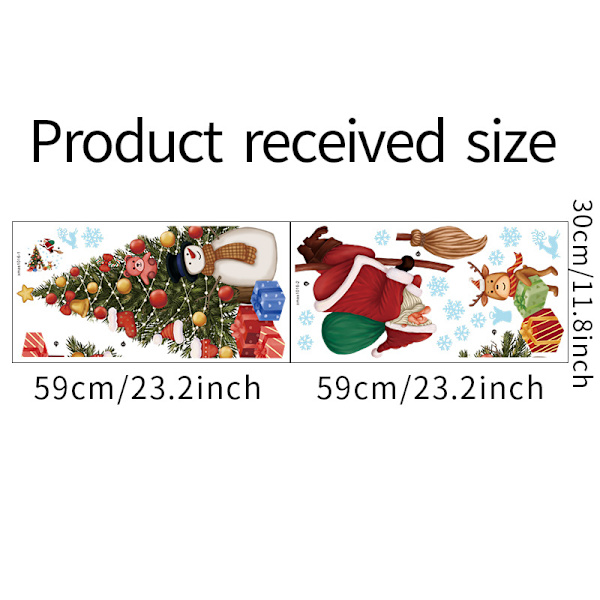 (30*59cm*2st) Jultomte Julgran Väggdekal R