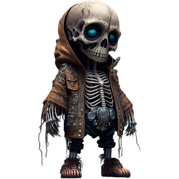 Seje skeletfigurer (kraniedukke D), nye harpikshåndværk, sød statue skeletminde, samleobjekt