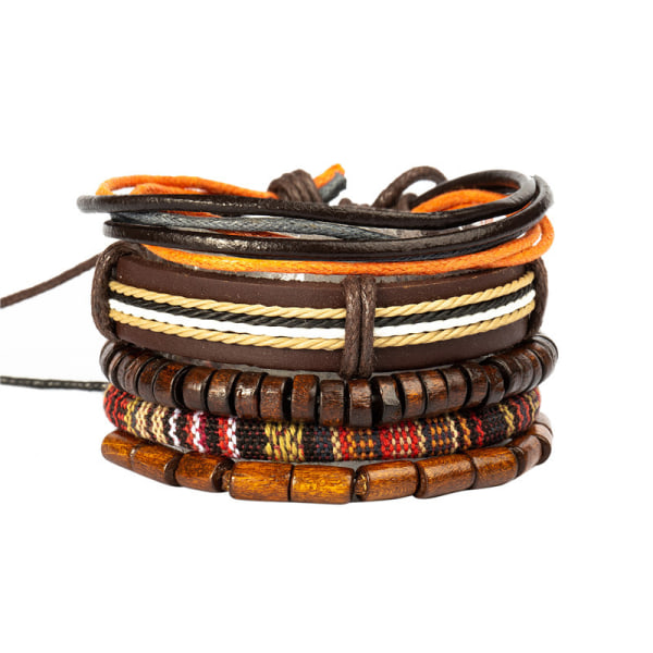 Wrap Armband Herr Kvinnor, Hampa Cords Träpärlor Etniska Tribal Armband, Le