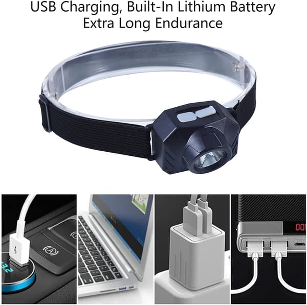 Oppladbar hodelykt, LED hodelykt, USB hodelykt, oppladbar