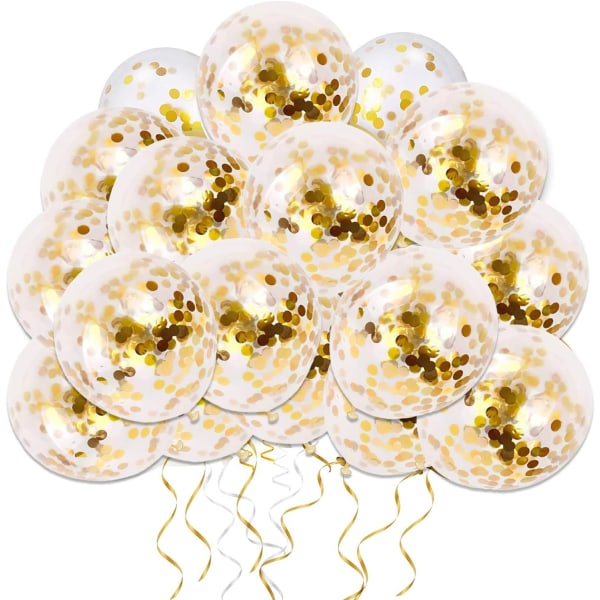 Guld konfetti ballon, 50 stykker 12 tommer latex fest balloner wit