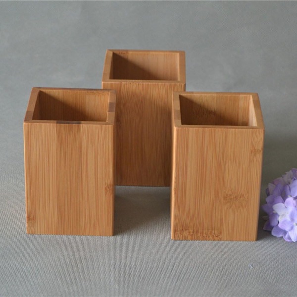 Bambus træ skrivebord pen blyant holder stativ multi-purpose brug blyant kop pot skrivebord arrangør