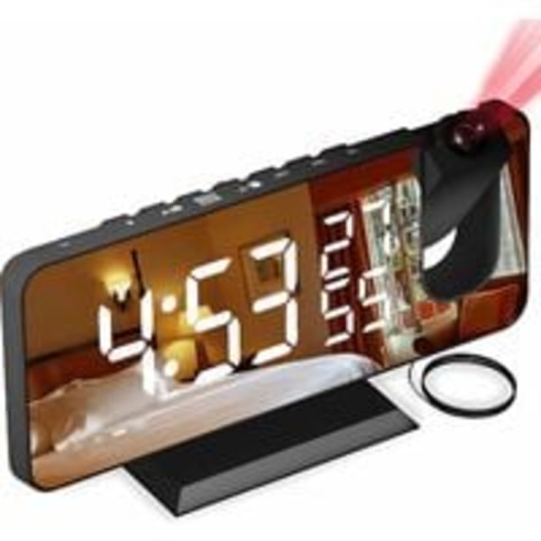 1 st projektorväckarklocka med radio, digital klocka, USB väckarklocka C