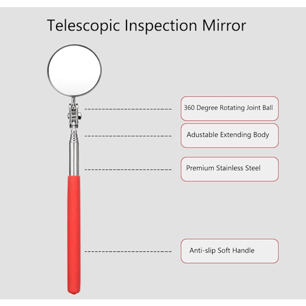Teleskopiskt Inspektions Spegel Bilmekaniker Spegel Verktyg Universal Rostfritt Stål Vikbart Teleskopiskt Rou
