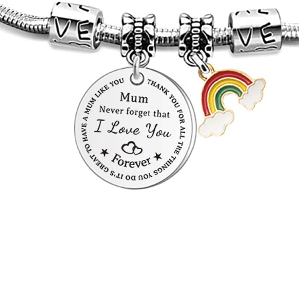 (SGLYC050 silver armband) + vit transparent film presentask Mormors Armband Kvinna Mamma Present Fru Mormor V