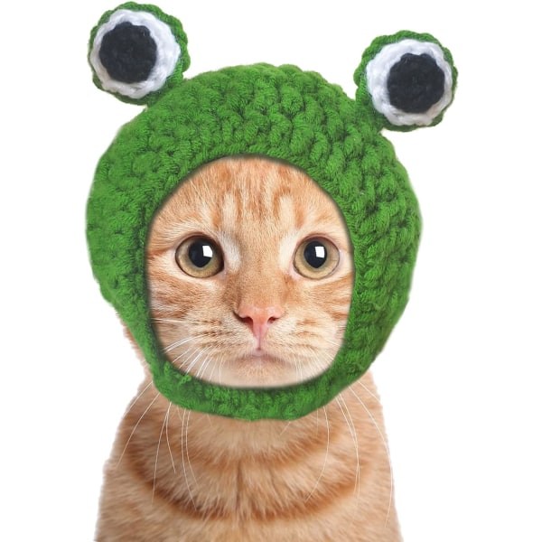 Pet Costume Hats Cat Dog Cute Frog Headband Hat Crochet Knitted Cap Big Eye