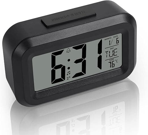 (Svart) Batteridriven digital väckarklocka, LED digital väckarklocka