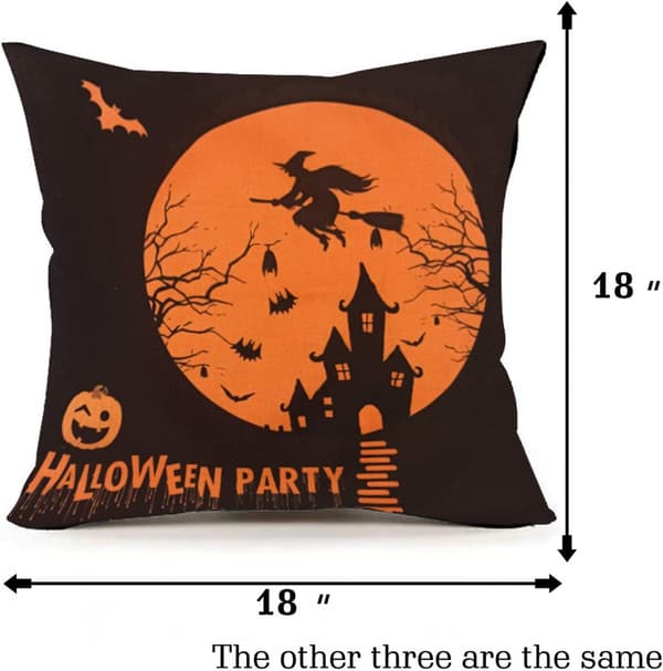 4 st Halloween-kuddfodral 18 x 18 tum Spirder Web Jack-O-Lantern kuddfodral (kuddar ingår ej)