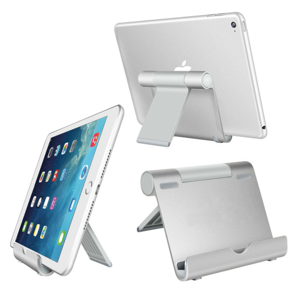 Silver Tablet Stand, Bärbar Justerbar Dock Stand, Fällbar De